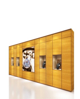 Einzelhandels-Luxus-Schmuck-Schaukasten aus Holz zur Wandmontage